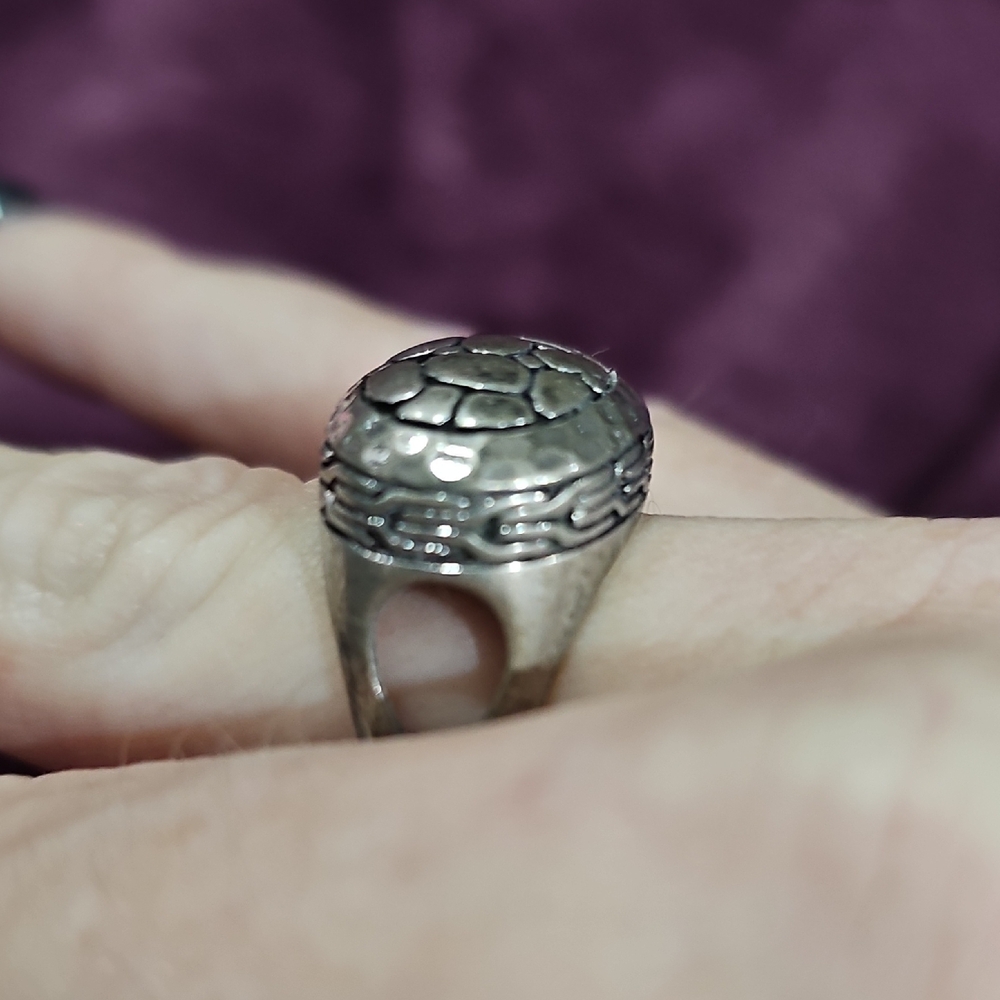 Silver Textured Statement Ring - image 2